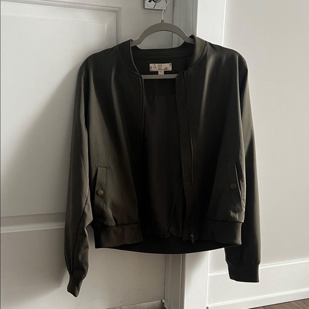 Hippie Rose Olive Green Bomber Jacket